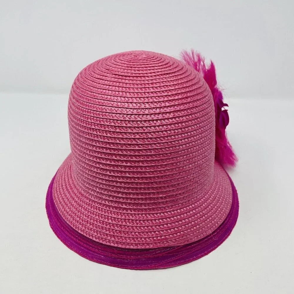 Bellissima Millinery Collection Womens OS Feather Flower Cloche Hat Pink $68 143 - Picture 5 of 8